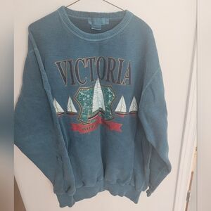 Vintage Sz M Blue Victoria Relaxed Sails Boat Sweater